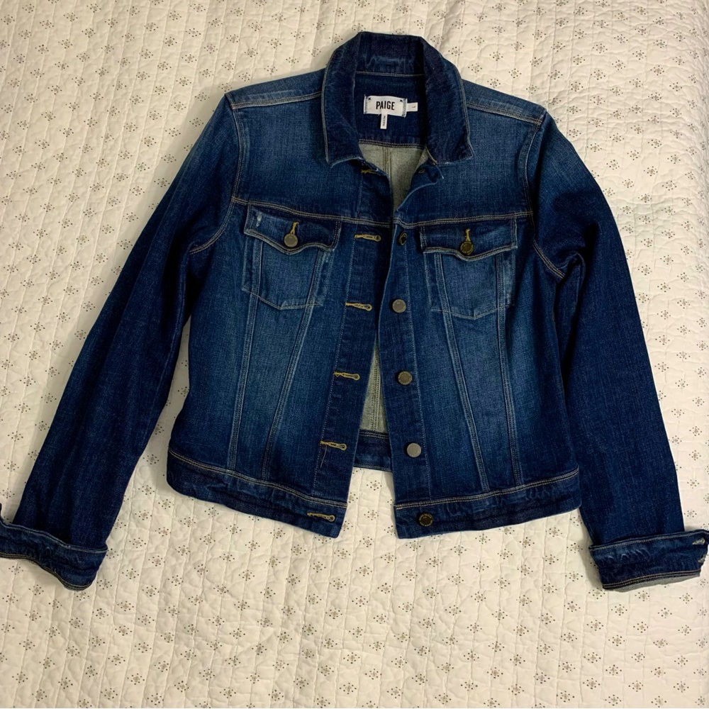 PAIGE Dark Blue Denim Jean Jacket